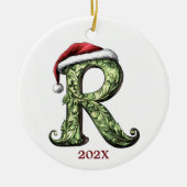 R Gepersonaliseerde Monogram Kerst Ornament (Voorkant)