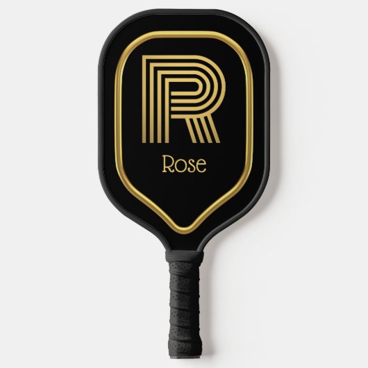 R Gold Initiaal Pickleball Paddle (Voorkant)