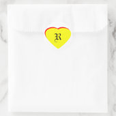 "R" Hart Geel Rood Bruiloftsuitnodiging Het MUSEUM Ronde Sticker (Tas)