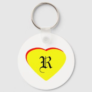 "R" Hart Geel Rood Bruiloftsuitnodiging Het MUSEUM Sleutelhanger