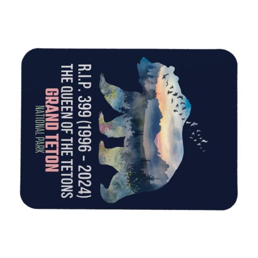 R.I.P. 399 (1996-2024) Koningin van het Tetons Bee Magneet (Horizontaal)