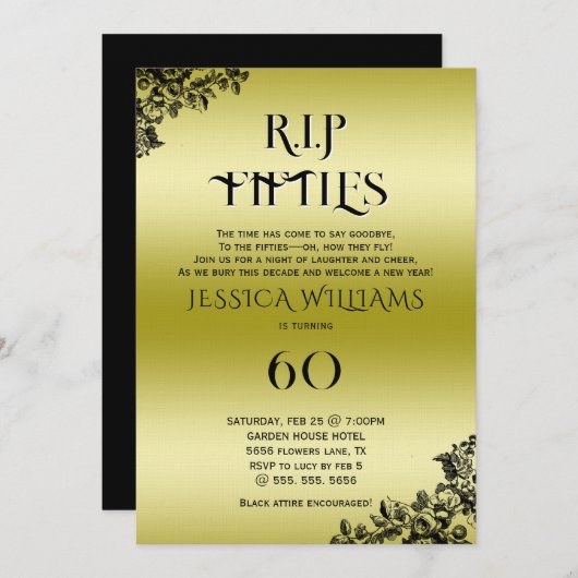 R.I.P. Fifties, Gothic 60th Birthday  Kaart (Voorkant / Achterkant)
