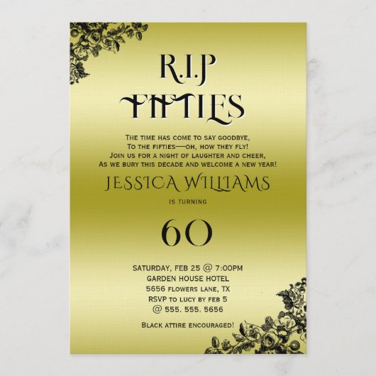 R.I.P. Fifties, Gothic 60th Birthday  Kaart (Voorkant)