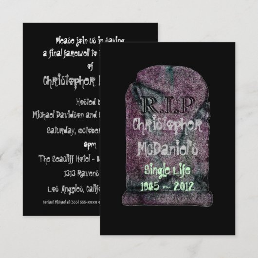 "R.I.P Single Leven"- Jonggezellenfeest Kaart (Voorkant / Achterkant)