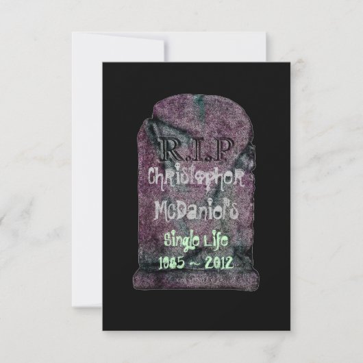 "R.I.P Single leven"- vrijgezellenfeest Kaart (Voorkant)