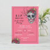 R.I.P. Skull & Rozen Vrijgezellenfeest Uitnodiging (Staand voorkant)
