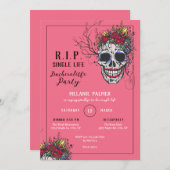 R.I.P. Skull & Rozen Vrijgezellenfeest Uitnodiging (Voorkant / Achterkant)