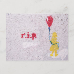 r.i.p. stencil : meisje met de rode ballon briefkaart