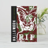 R.I.P. Ziektedood met Wings Gothic Halloween party Kaart (Staand voorkant)