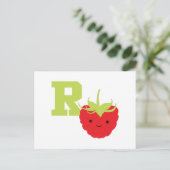 R is voor frambozen briefkaart (Staand voorkant)