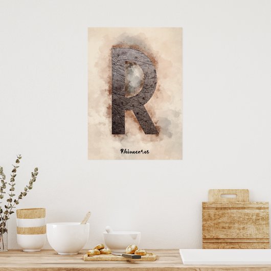 R is voor neushoorns poster (Keuken)