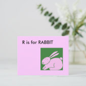 "R" is voor Rabbit Alphabet Flashcard Briefkaart (Staand voorkant)