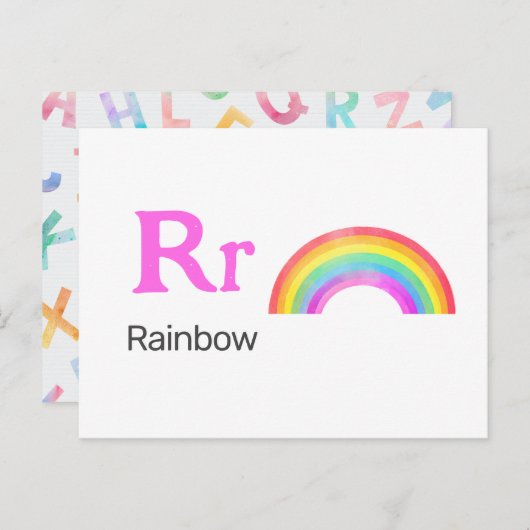 R is voor Rainbow - Alphabet Flash Kaart (Voorkant / Achterkant)