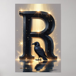 R is voor Raven – Halloween Alfabet Letter Poster