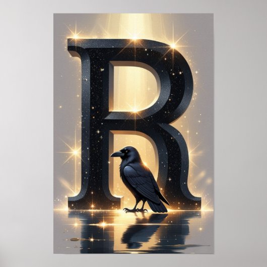 R is voor Raven – Halloween Alfabet Letter Poster (Voorkant)
