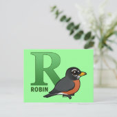 R is voor Robin Briefkaart (Staand voorkant)