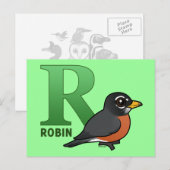 R is voor Robin Briefkaart (Voorkant / Achterkant)