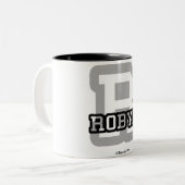 R is voor Robyn Tweekleurige Koffiemok (Voorkant links)