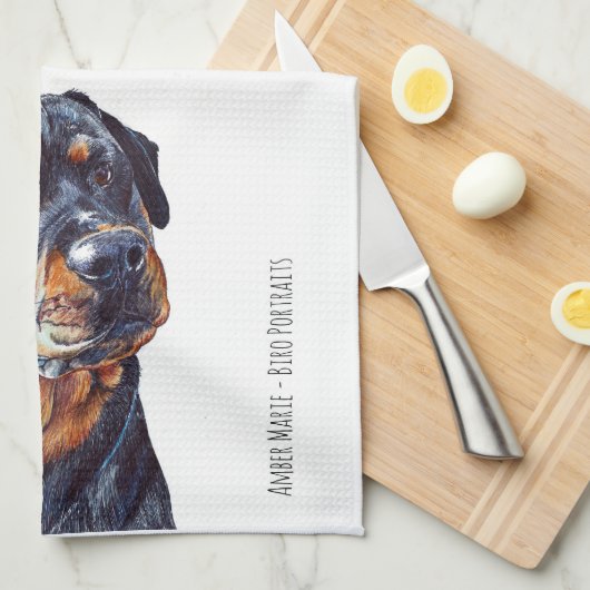R is voor Rottweiler Theedoek (Quarter Fold)