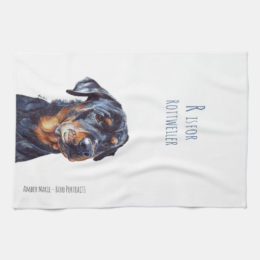 R is voor Rottweiler Theedoek (Horizontaal)