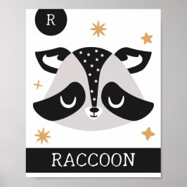 R is voor Wasbeer, Peuterkamer, Slaapkamer, Kinder Poster