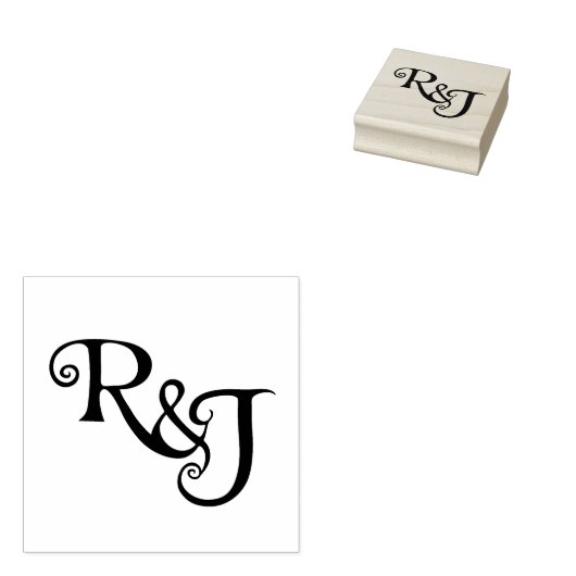 R&J Monogram bruiloft Rubberstempel (Gestempeld)