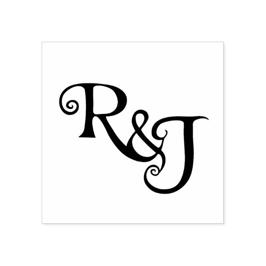 R&J Monogram bruiloft Rubberstempel (Afrduk)