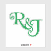 R&J Monogram bruiloft Sticker (Vel)