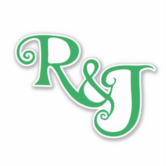 R&J Monogram bruiloft Sticker (Voorkant)