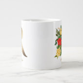 R Letter Gold Monogram Yellow Red Roses Floral Grote Koffiekop (Voorkant)
