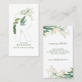 R Letter Monogram Gold Greenery Leaves Elegant Visitekaartje (Voorkant / Achterkant)
