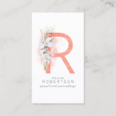 R Letter Monogram White Orchids and Pampas Grass Visitekaartje (Voorkant)