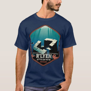R’lyeh Ondergelopen Stad Vintage Reisbadge T-shirt