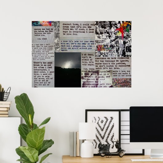 r.m. drake quotes en illustraties op een poster (Thuiskantoor)