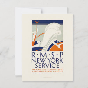 R.M.S.P. New York Service Vintage Poster 1921 Briefkaart