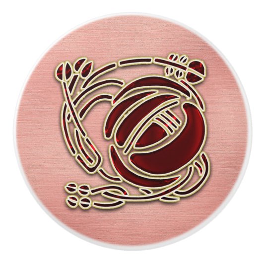 R Macintosh-Roos op roze. Deurknop Keramische Knop (Voorkant)