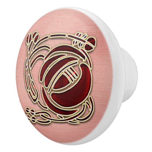 R Macintosh-Roos op roze. Deurknop Keramische Knop (Rechts)