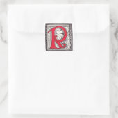 R - MINIATURE VIERKANTE STICKER (Tas)