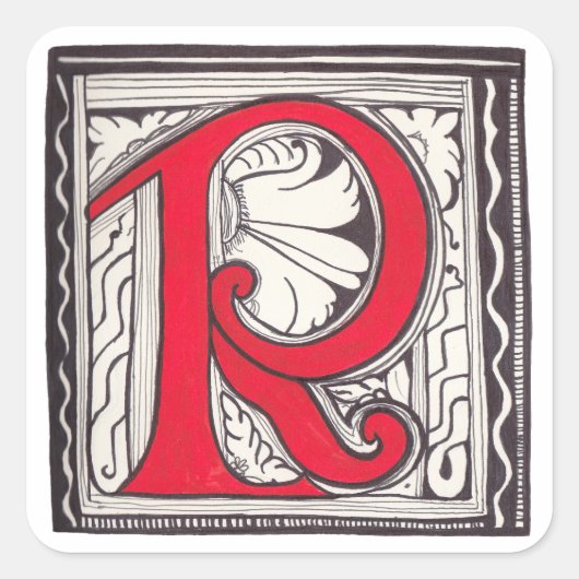 R - MINIATURE VIERKANTE STICKER (Voorkant)