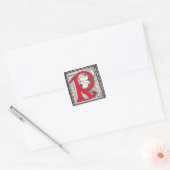 R - MINIATURE VIERKANTE STICKER (Envelop)
