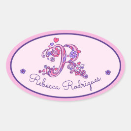 R monogram aangepaste naam id roze stickers