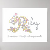 R monogram art Riley meisjes naam en betekenis pos Poster (Voorkant)