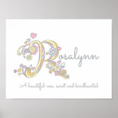 R monogram art Rosalynn meisjes naam poster (Voorkant)