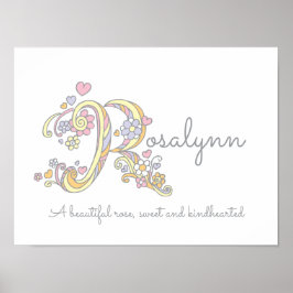 R monogram art Rosalynn meisjes naam poster