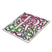 R Monogram "Besque Garden" Keramische Tegel Tegeltje (Zijkant)