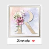 R Monogram Burgundy Floral Sticker (Vel)