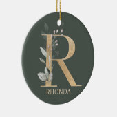 R Monogram Floral Aangepast Keramisch Ornament (Rechts)