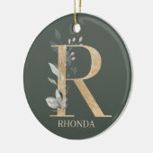R Monogram Floral Aangepast Keramisch Ornament (Links)