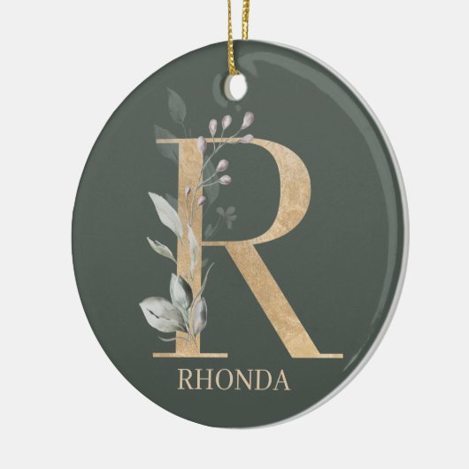 R Monogram Floral Aangepast Keramisch Ornament (Links)