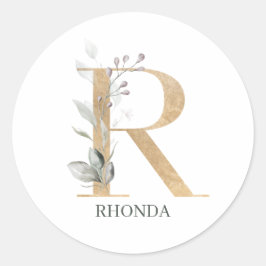 R Monogram Floral Aangepast Ronde Sticker